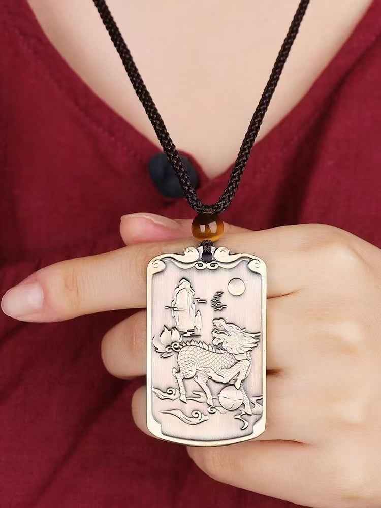 Pure Copper Qilin & Dragon Gate Pendant – Ascension & Imperial Blessings